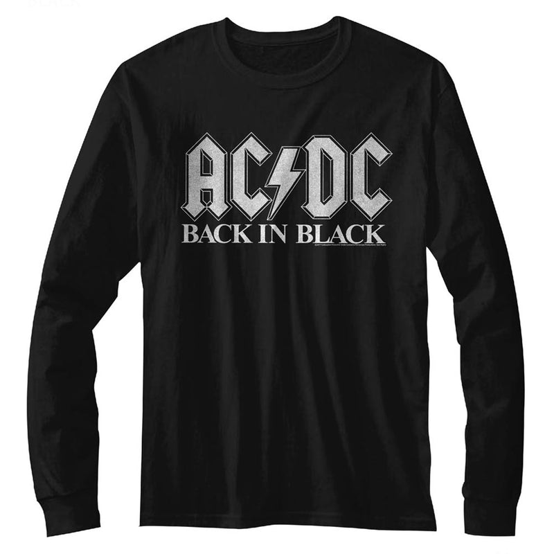 AC/DC Mens L/S T-Shirt - Back In Black 2 - Solid Black