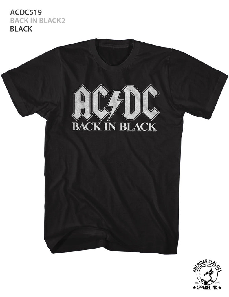 AC/DC Mens S/S T-Shirt - Back In Black 2 - Solid Black