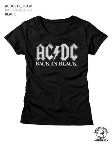 AC/DC Ladies S/S T-Shirt - Back In Black 2 - Solid Black