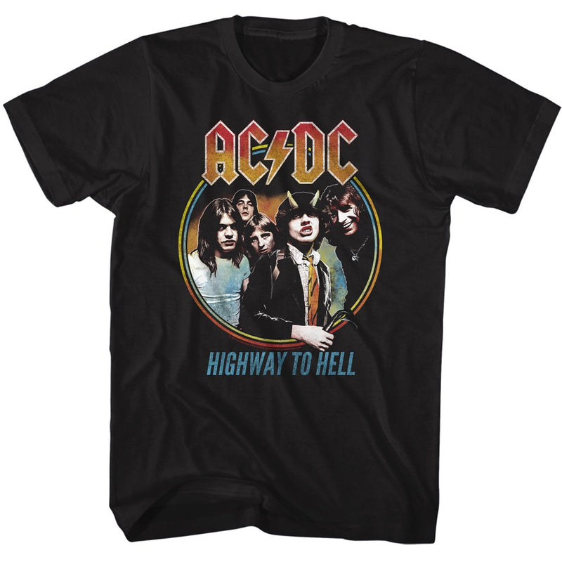 AC/DC Mens S/S T-Shirt - Highway To Hell Tricolor - Solid Black
