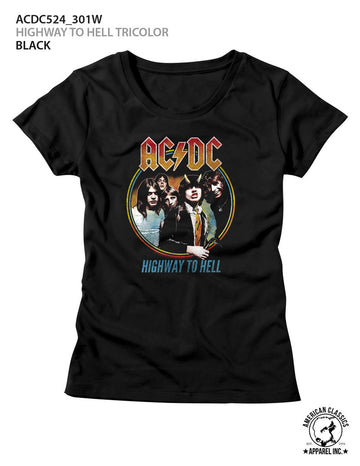 AC/DC Ladies S/S T-Shirt - Highway To Hell Tricolor - Solid Black