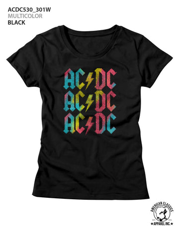 AC/DC Ladies S/S T-Shirt - Multicolor - Solid Black