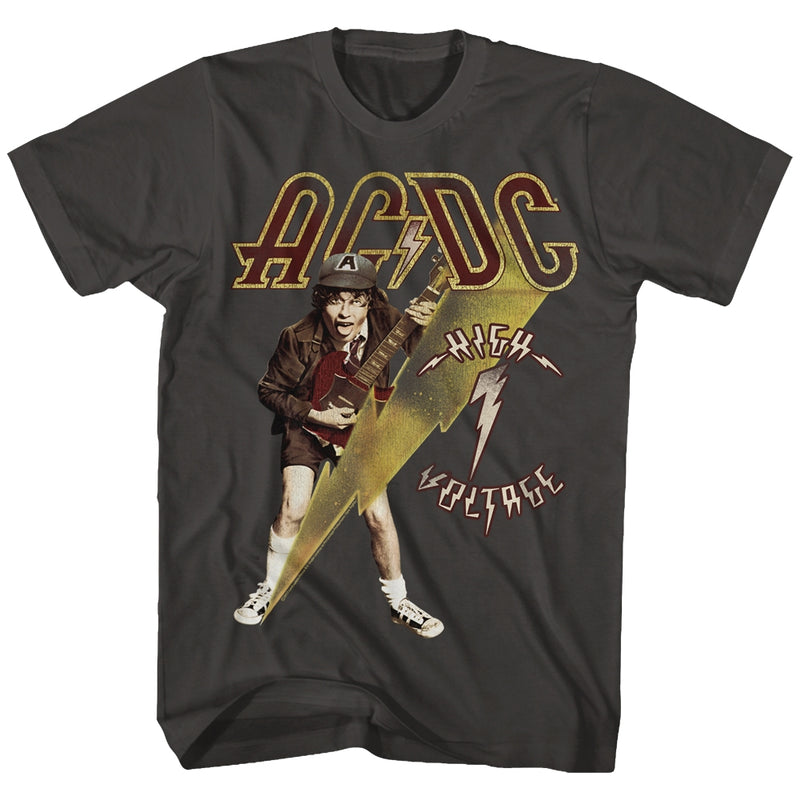 AC/DC Mens S/S T-Shirt - High Voltage - Solid Smoke