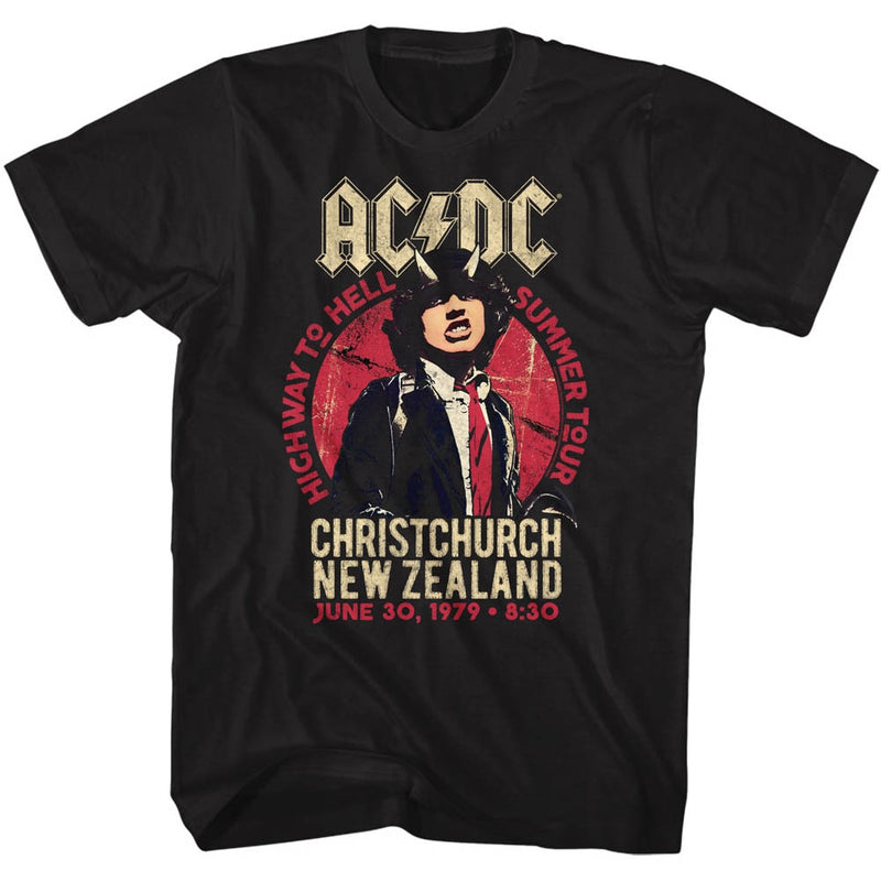 AC/DC Mens S/S T-Shirt - Nz Tour - Solid Black
