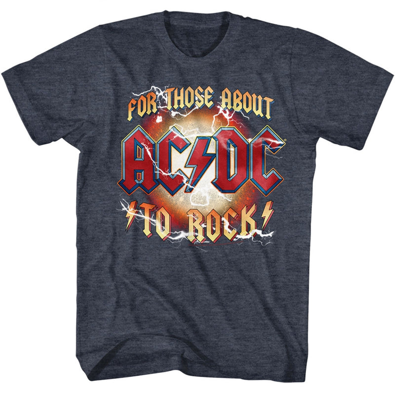 AC/DC Mens S/S T-Shirt - Rwb - Heather Navy Heather