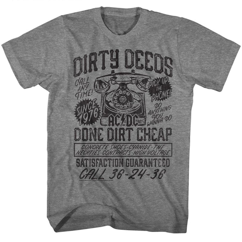AC/DC Mens S/S T-Shirt - D4C - Heather Graphite Heather