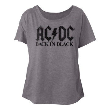 AC/DC Ladies S/S Dolman - Bib In Black - Heather Premium Heather
