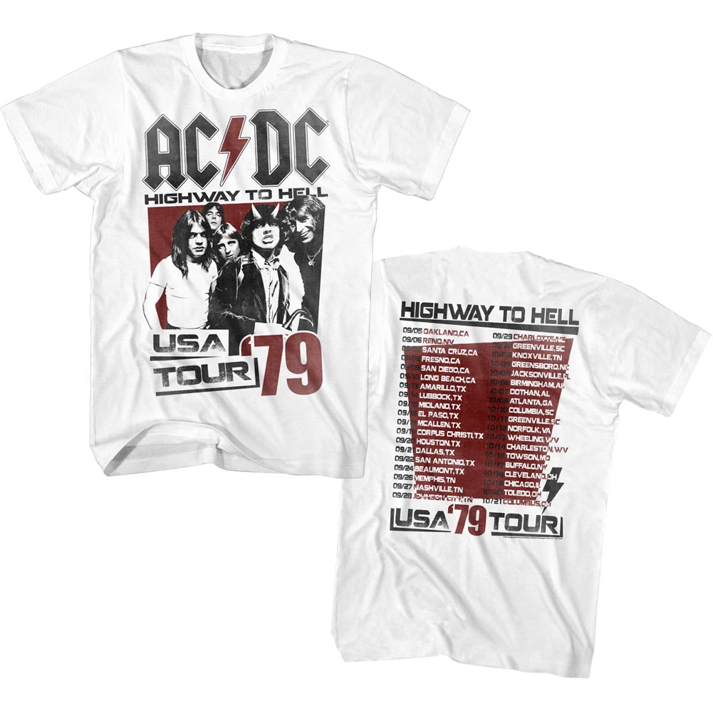 AC/DC Mens S/S T-Shirt - Hth Tour 79 - Solid White
