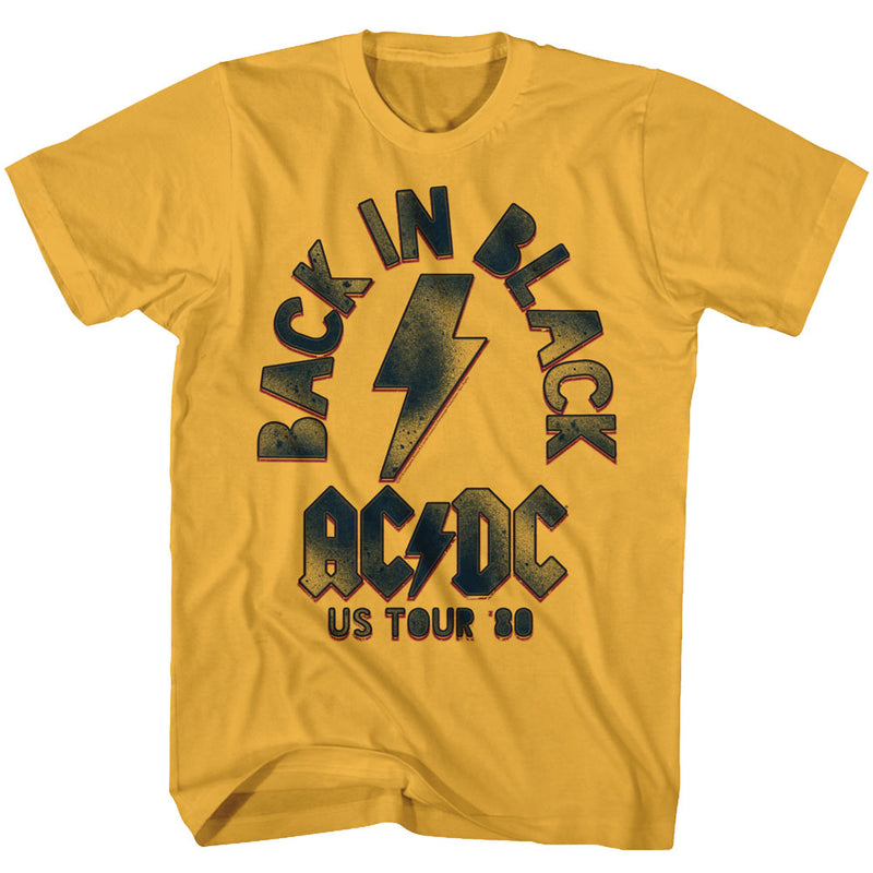 AC/DC Mens S/S T-Shirt - Back In Black - Solid Ginger