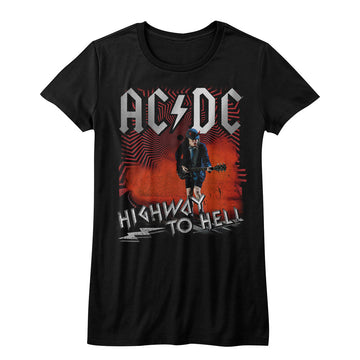 AC/DC Girls Juniors S/S T-Shirt - Hth - Solid Black