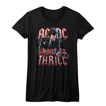 AC/DC Girls Juniors S/S T-Shirt - Shoot To Thrill - Solid Black