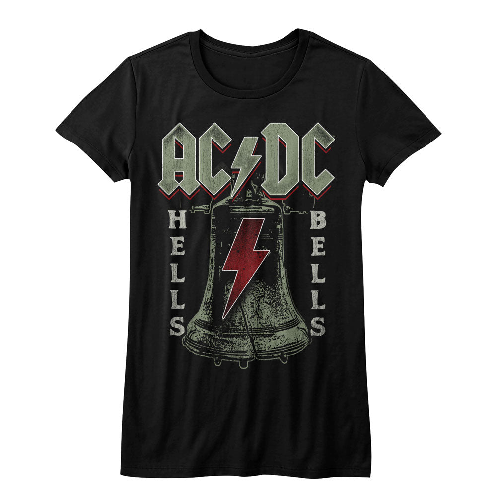 AC/DC Girls Juniors S/S T-Shirt - Hells Bells - Solid Black