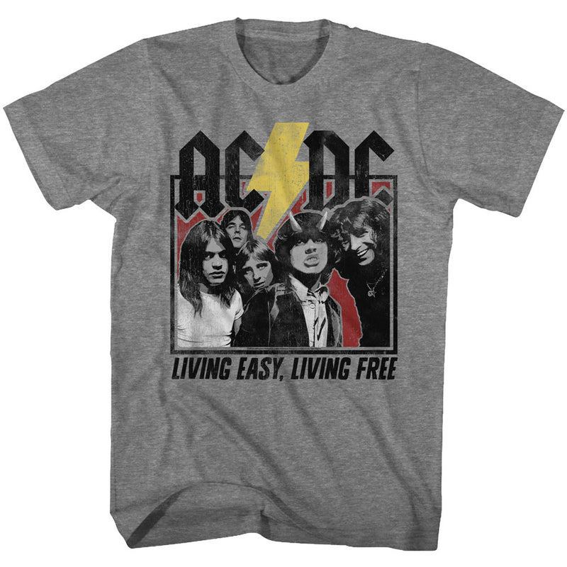 AC/DC Mens S/S T-Shirt - Hwy2Hell Lyrics - Heather Graphite Heather