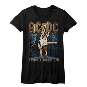 AC/DC Girls Juniors S/S T-Shirt - Stiff - Solid Black