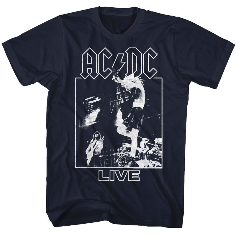 AC/DC Mens S/S T-Shirt - Live - Solid Navy