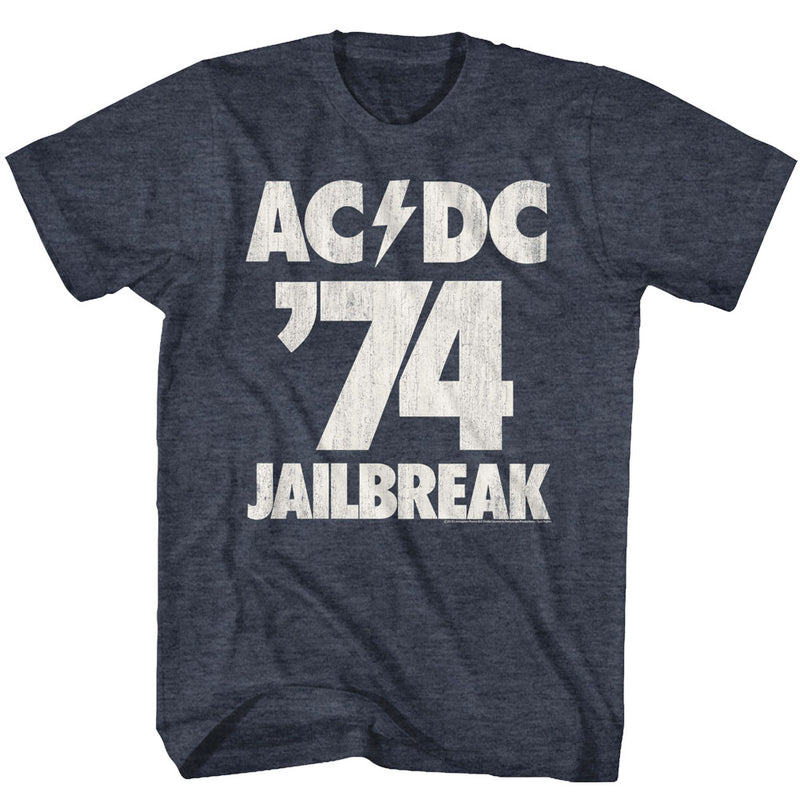 AC/DC Mens S/S T-Shirt - Jailbreak - Heather Navy Heather