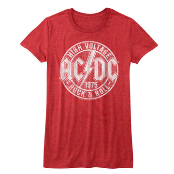 AC/DC Girls Juniors S/S T-Shirt - R&R - Heather Red Heather