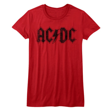 AC/DC Girls Juniors S/S T-Shirt - Logo - Solid Red