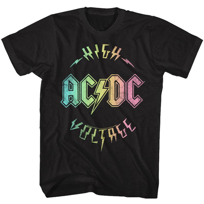 AC/DC Mens S/S T-Shirt - Multicolor Voltage - Solid Black