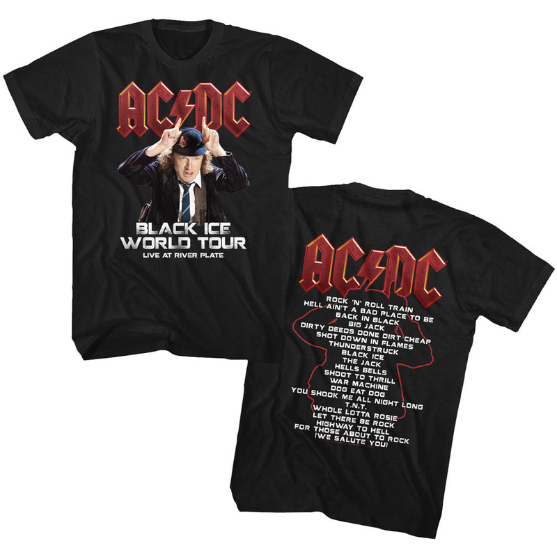 AC/DC Mens S/S T-Shirt - Black Ice Tour - Solid Black