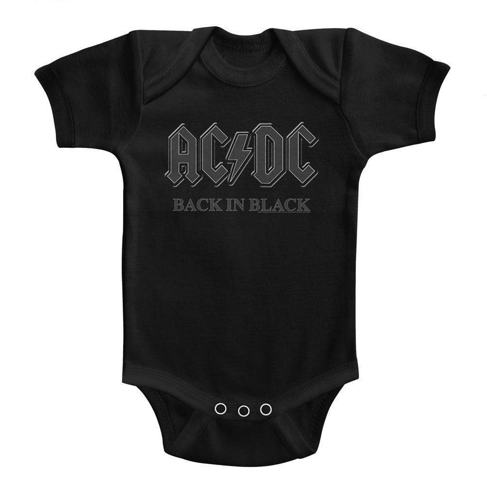 AC/DC Infant S/S Bodysuit - Back In Black - Solid Black