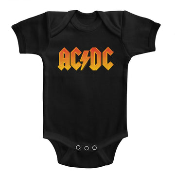 AC/DC Infant S/S Bodysuit - Solid Orange - Solid Black