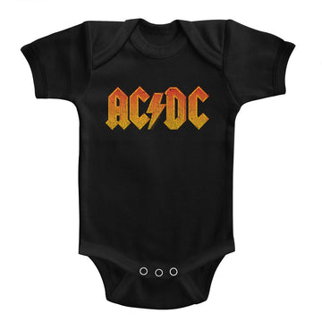 AC/DC Infant S/S Bodysuit - Distress Orange - Solid Black