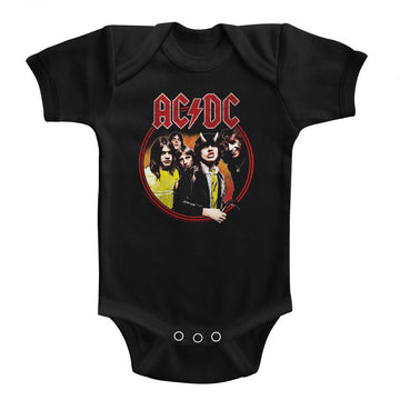 AC/DC Infant S/S Bodysuit - Highway To Hell Circle - Solid Black