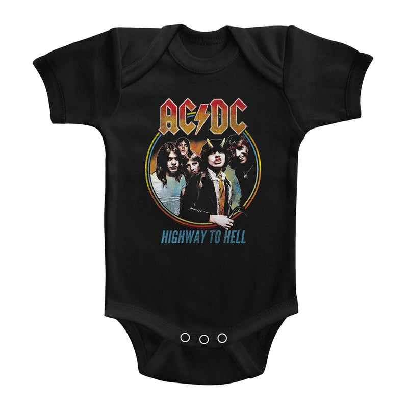 AC/DC Infant S/S Bodysuit - Highway To Hell Tricolor - Solid Black