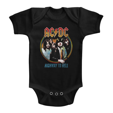AC/DC Infant S/S Bodysuit - Highway To Hell Tricolor - Solid Black
