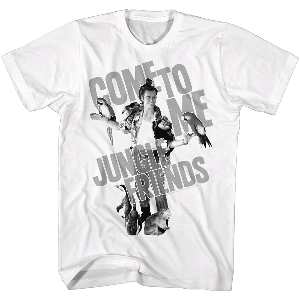 Ace Ventura Mens S/S T-Shirt - Jungle Friends - Solid White