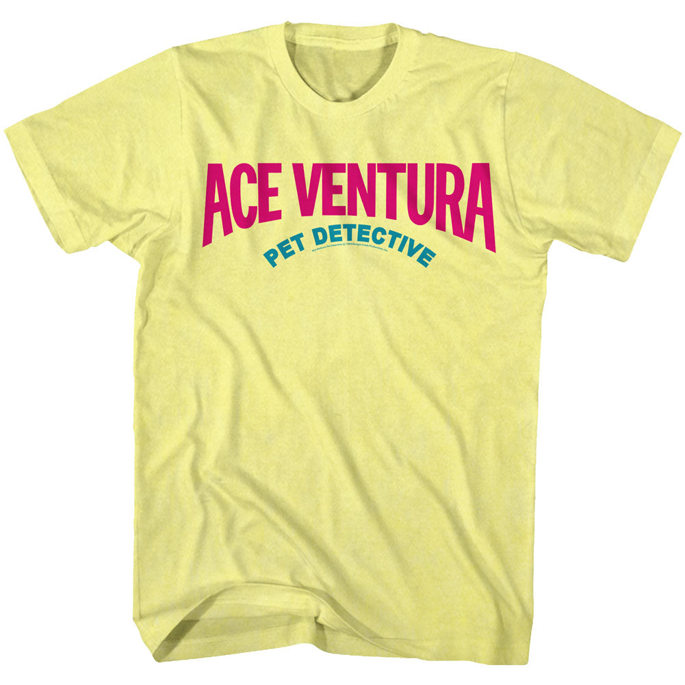 Ace Ventura Mens S/S T-Shirt - Logo 90S Colors - Heather Yellow Heather