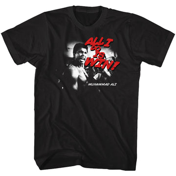 Muhammad Ali Mens S/S T-Shirt - Look At Him Go - Solid Black