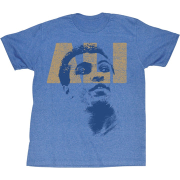 Muhammad Ali Mens S/S T-Shirt - Ali Look - Heather Light Blue Heather