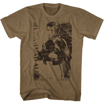 Muhammad Ali Mens S/S T-Shirt - Ready To Fight - Heather Mocha Heather