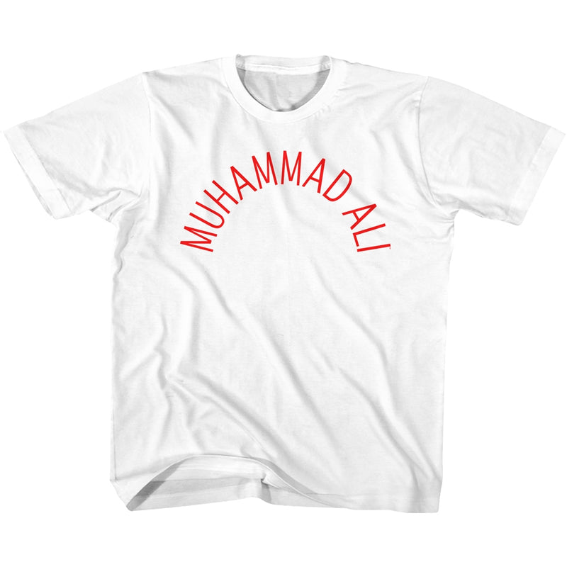 Muhammad Ali Youth S/S T-Shirt - Arch Text - Solid White
