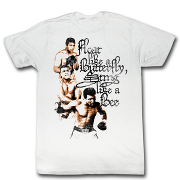 Muhammad Ali Mens S/S T-Shirt - 3 Poses - Solid White