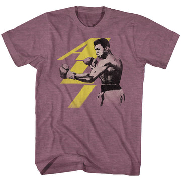 Muhammad Ali Mens S/S T-Shirt - Punch - Heather Vintage Maroon Heather
