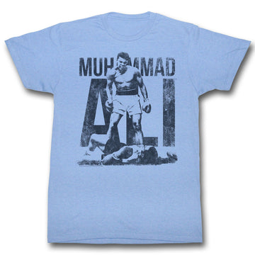 Muhammad Ali Mens S/S T-Shirt - Blue - Heather Light Blue Heather