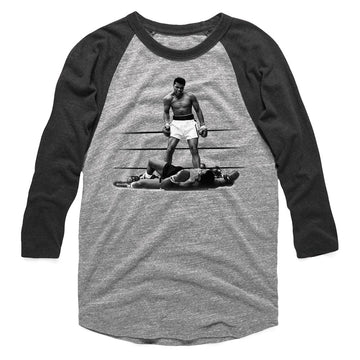 Muhammad Ali Mens 3/4 Sleeve Raglan - Punchydude - Heather/Heather Gray Heather/Vintage Smoke