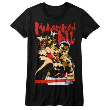 Muhammad Ali Girls Juniors S/S T-Shirt - Butterflybee - Solid Black