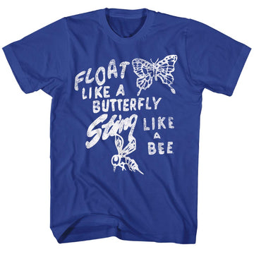Muhammad Ali Mens S/S T-Shirt - Float Like Butterfly - Solid Royal