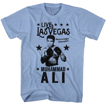 Muhammad Ali Mens S/S T-Shirt - Liveinvegas - Heather Light Blue Heather