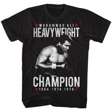 Muhammad Ali Mens S/S T-Shirt - Heavy Champ - Solid Black