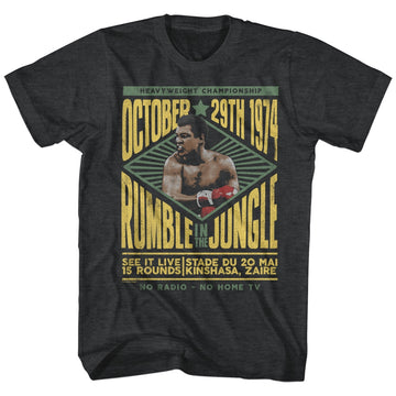 Muhammad Ali Mens S/S T-Shirt - Rumble - Heather Black Heather