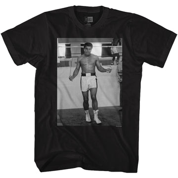Muhammad Ali Mens S/S T-Shirt - Jumpin Rope - Solid Black