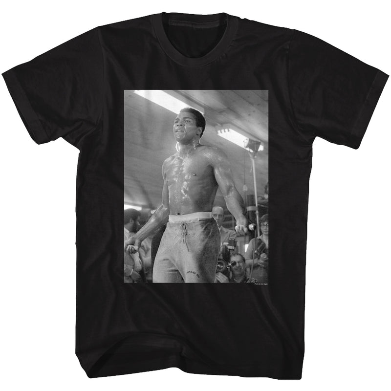 Muhammad Ali Mens S/S T-Shirt - Sweatin & Skippin - Solid Black - Inmyparentsbasement.com
