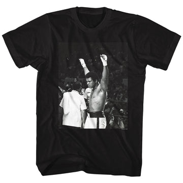 Muhammad Ali Mens S/S T-Shirt - Hands In The Air - Solid Black
