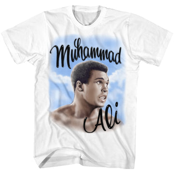 Muhammad Ali Mens S/S T-Shirt - Airbrush - Solid White