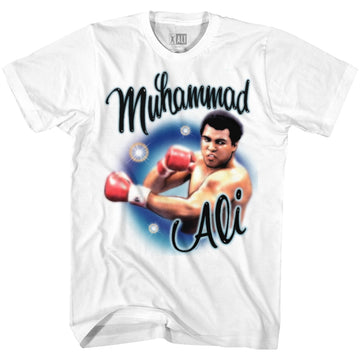 Muhammad Ali Mens S/S T-Shirt - Airbrush Punch - Solid White